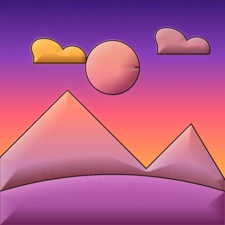 The landscape in the Sunset mood