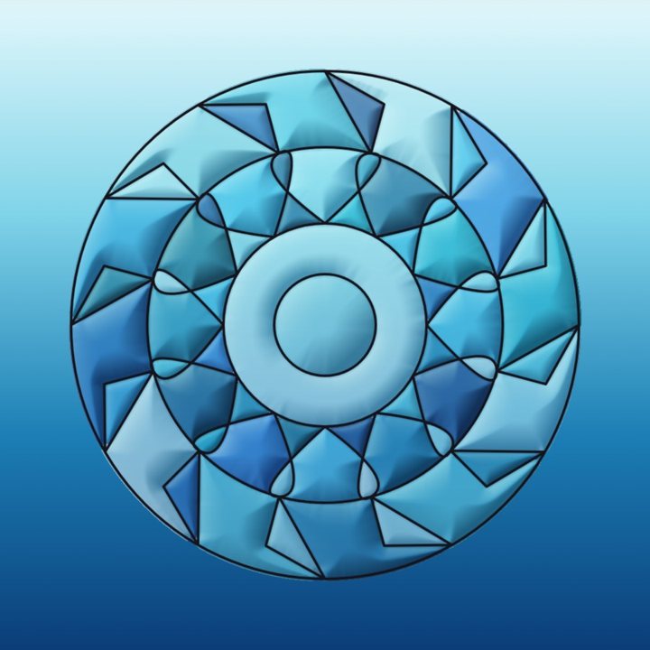 The mandala painted in the Ocean mood